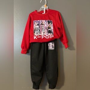 TODDLER Red and Black K-Pop Sweatshirt and Joggers size 3T-4T